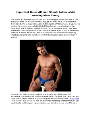 Important Rules All men Should follow while wearing Mens thong