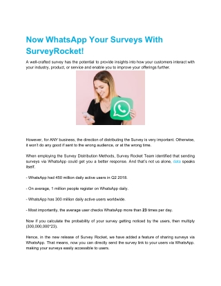 Now WhatsApp Your Surveys With SurveyRocket!