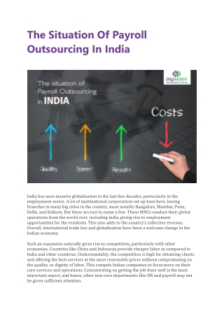 The Situation Of Payroll Outsourcing In India