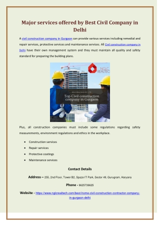 Civil construction company in Delhi