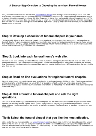 A Step-by-Step Overview to Selecting the very best Funeral Homes