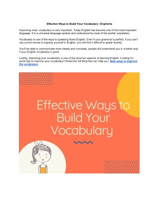 Effective Ways to Build Your Vocabulary | EngVarta