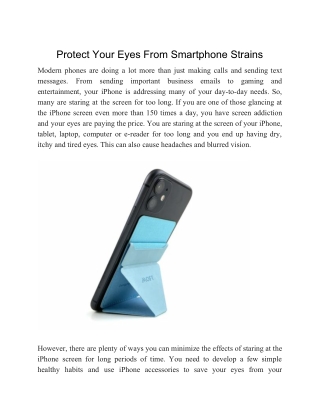 Protect Your Eyes From Smartphone Strains