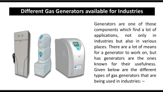 Different Gas Generators available for Industries