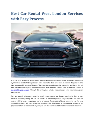 Best Car Rental West London Services with Easy Process