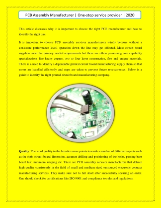 PCB Assembly Manufacturer | One-stop service provider‎ | 2020