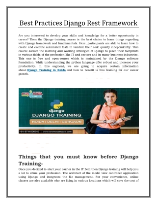 Best Practices Django Rest Framework | Croma Campus