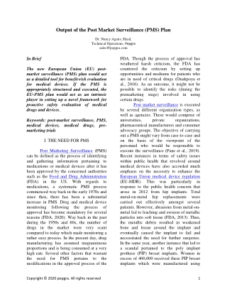 Output Of The Post Market Surveillance (PMS) Plan - Pepgra.com