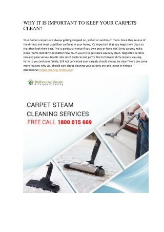 WHY IT IS IMPORTANT TO KEEP YOUR CARPETS CLEAN?