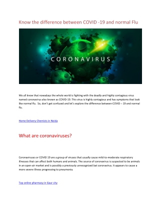 Know the difference between COVID -19 and normal flu