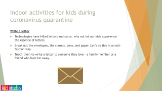 Indoor activities for kids during coronavirus quarantine