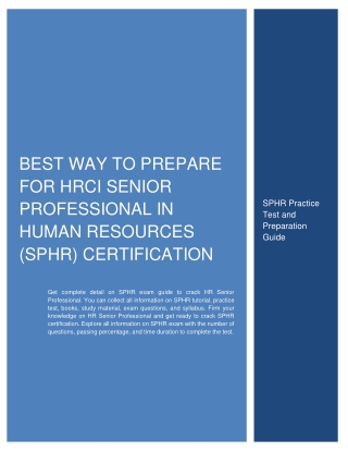 Best Way to Prepare for HRCI Senior Professional in Human Resources (SPHR) Certification