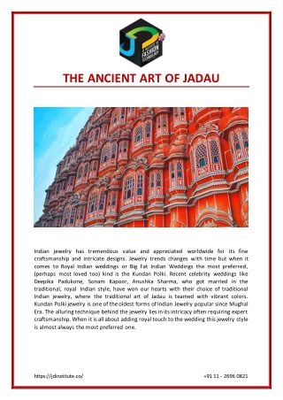 THE ANCIENT ART OF JADAU