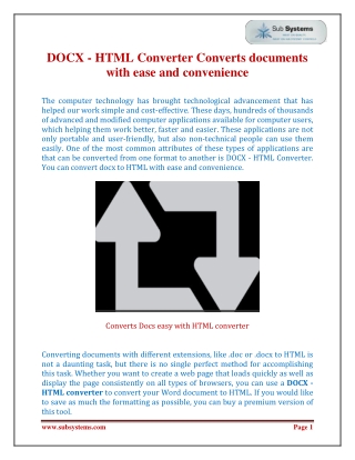 DOCX — HTML Converter Converts documents with ease and convenience