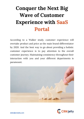 Conquer the Next Big Wave of Customer Experience with SaaS Portal