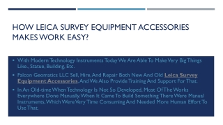 How Leica Survey Equipment Accessories Makes Work Easy?