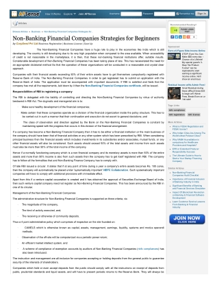Non-Banking Financial Companies Strategies for Beginners