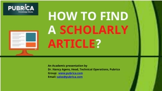 How to find a scholarly article? – Pubrica