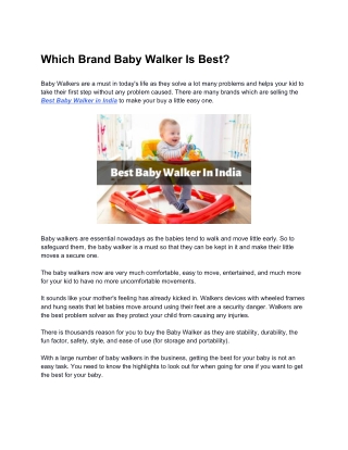 Which Brand Baby Walker Is Best?