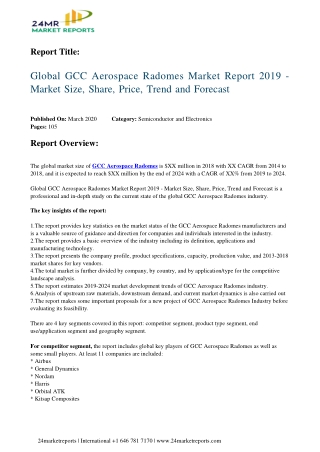 GCC Aerospace Radomes Set For Rapid Growth And Trend, By 2024