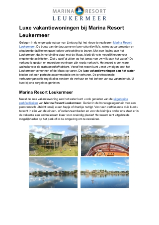 Luxe vakantiewoningen bij Marina Resort Leukermeer