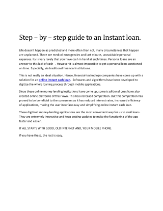 Step – by – step guide to an Instant loan.