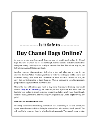 Is it Safe to Buy Chanel Bags Online