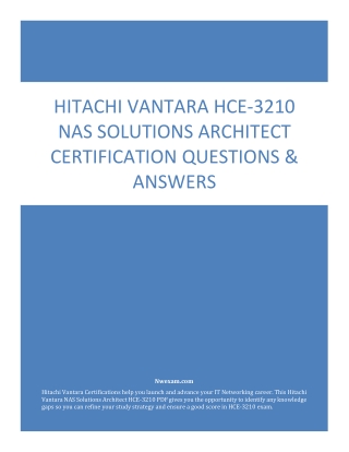 Hitachi Vantara HCE-3210 NAS Solutions Architect Certification Questions & Answers