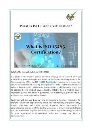 What is ISO 13485 Certification?