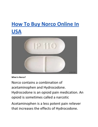 How To Buy Norco Online In USA