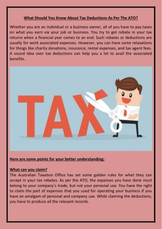 What Should You Know About Tax Deductions As Per The ATO?