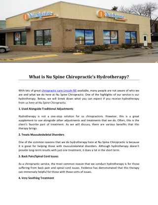 What is Nu Spine Chiropractic’s Hydrotherapy?