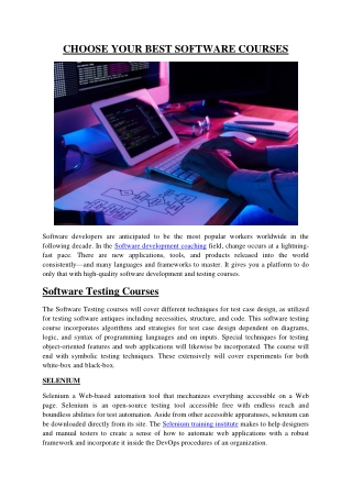 Choose Your Best Software courses