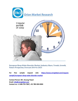 European Sleep-Wake Disorder Market Size, Growth, Industry Trends, Market Share and Forecast 2019-2025