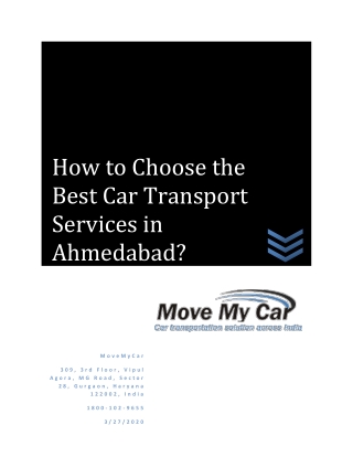 How to Choose the Best Car Transport Services in Ahmedabad?