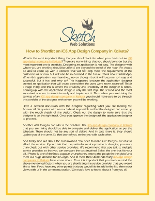 How to Shortlist an iOS App Design Company in Kolkata?