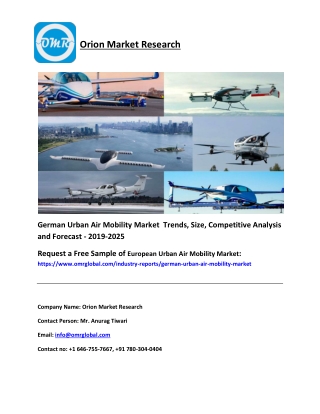 German Urban Air Mobility Market  Trends, Size, Competitive Analysis and Forecast - 2019-2025