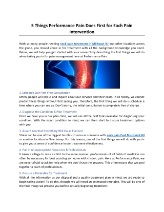 5 Things Performance Pain Does First for Each Pain Intervention