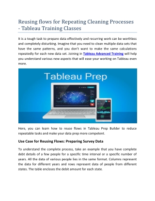 Reusing flows for Repeating Cleaning Processes - Tableau Training Classes