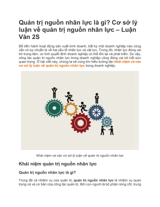 Quản trị nguồn nhân lực là gì? Cơ sở lý luận về quản trị nguồn nhân lực - Luận Văn 2S