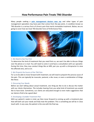 How Performance Pain Treats TMJ Disorder