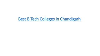 Best B Tech Colleges in Chandigarh