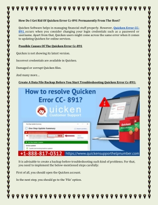How Do I Get Rid Of Quicken Error Cc-891 Permanently From The Root?