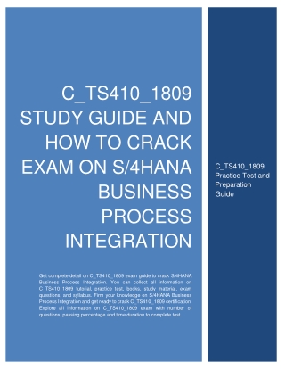 C_TS410_1809 Study Guide and How to Crack Exam on S/4HANA Business Process Integration