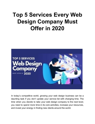 Top 5 Services Every Web Design Company Must Offer in 2020