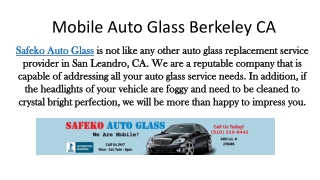 Mobile Auto Glass Berkeley CA