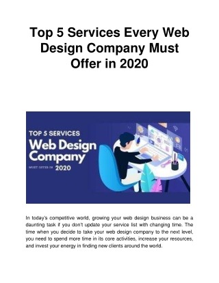 Top 5 Services Every Web Design Company Must Offer in 2020