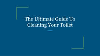 The Ultimate Guide To Cleaning Your Toilet