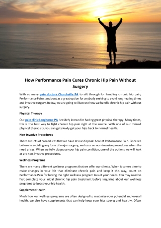 How Performance Pain Cures Chronic Hip Pain Without Surgery