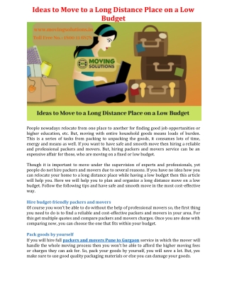 Ideas to Move to a Long Distance Place on a Low Budget